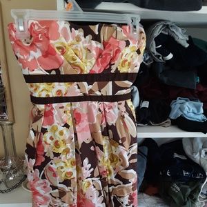 Floral strapless mini dress